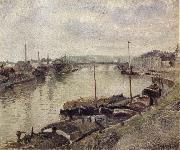 Camille Pissarro, The Stone bridge and barges at Rouen